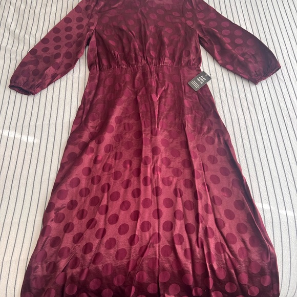 Express Dresses & Skirts - Express Burgundy Long Sleeve Polka Dot Dress